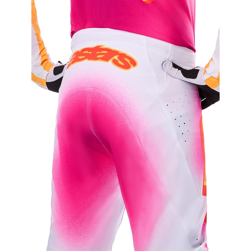 Pantalones de motocross Alpinestars Supertech Limited Edition MIG Fluo en rosa, blanco y naranja