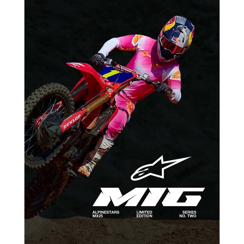 Pantalones de motocross Alpinestars Supertech Limited Edition MIG Fluo en rosa, blanco y naranja