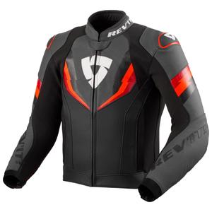 Chaqueta de moto de cuero negro-rojo fluo Revit Quantum 3