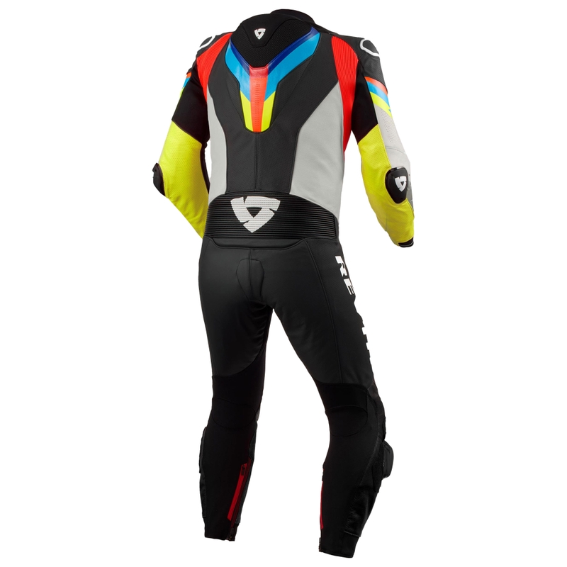 Traje de cuero para moto Revit Quantum 3 gris claro-amarillo fluo