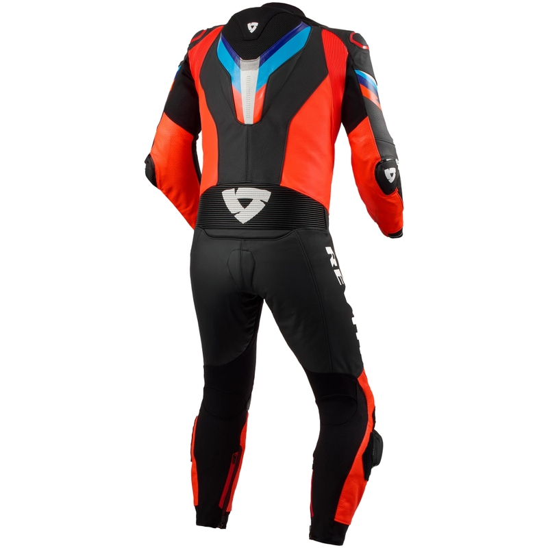 Traje de cuero para moto Revit Quantum 3 rojo fluorescente y negro