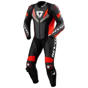 Traje de cuero para moto Revit Quantum 3 antracita-rojo fluo