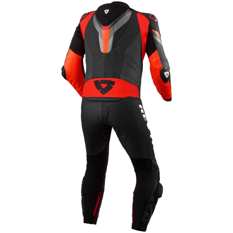 Traje de cuero para moto Revit Quantum 3 antracita-rojo fluo