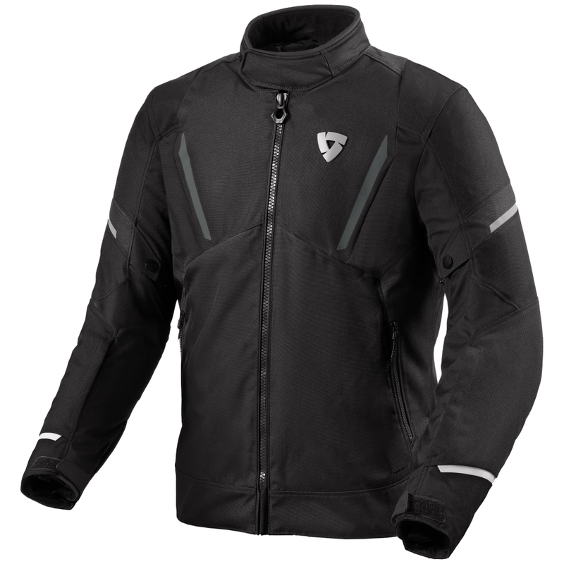 Chaqueta de moto Revit Undulate H2O negra y blanca