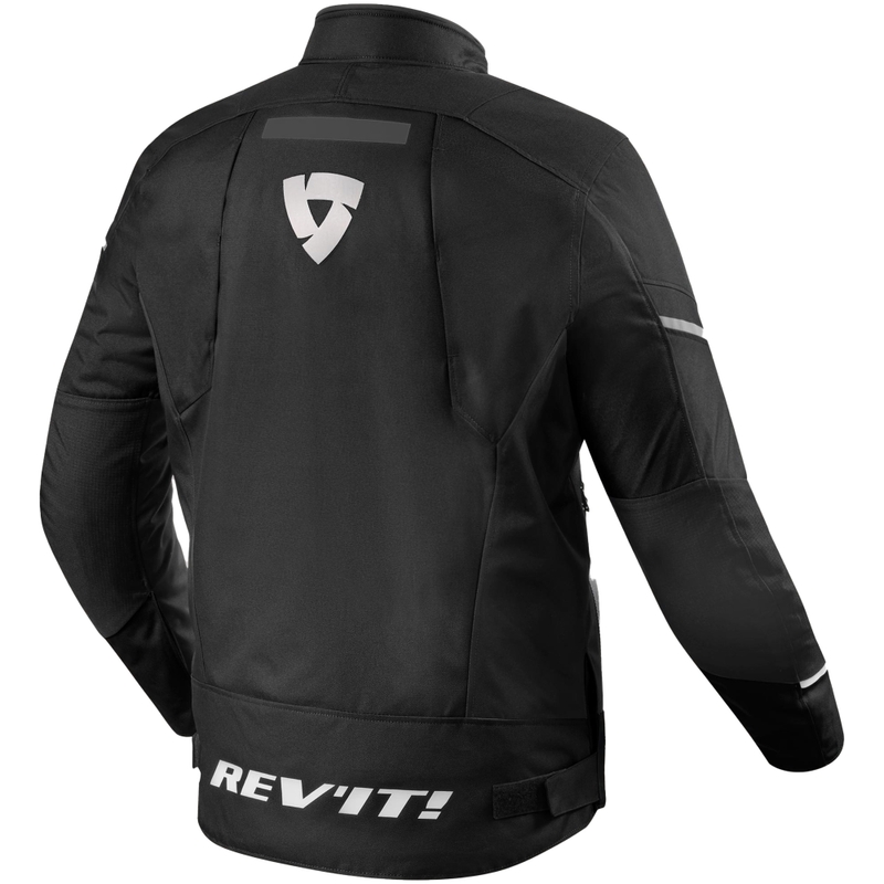 Chaqueta de moto Revit Undulate H2O negra y blanca