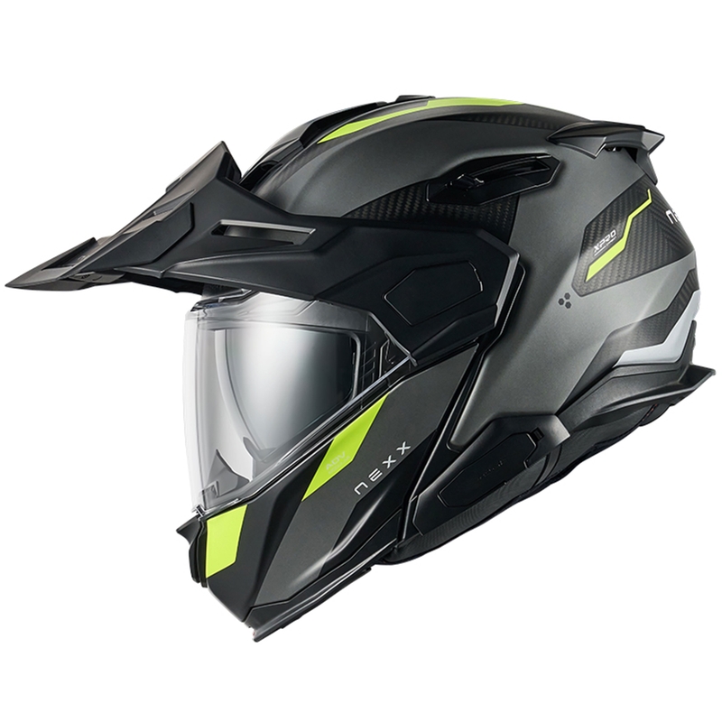 Casco de moto abatible Nexx X.Lifecountry Terra gris mate-amarillo fluo liquidación