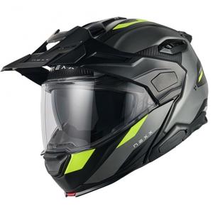 Casco de moto abatible Nexx X.Lifecountry Terra gris mate-amarillo fluo