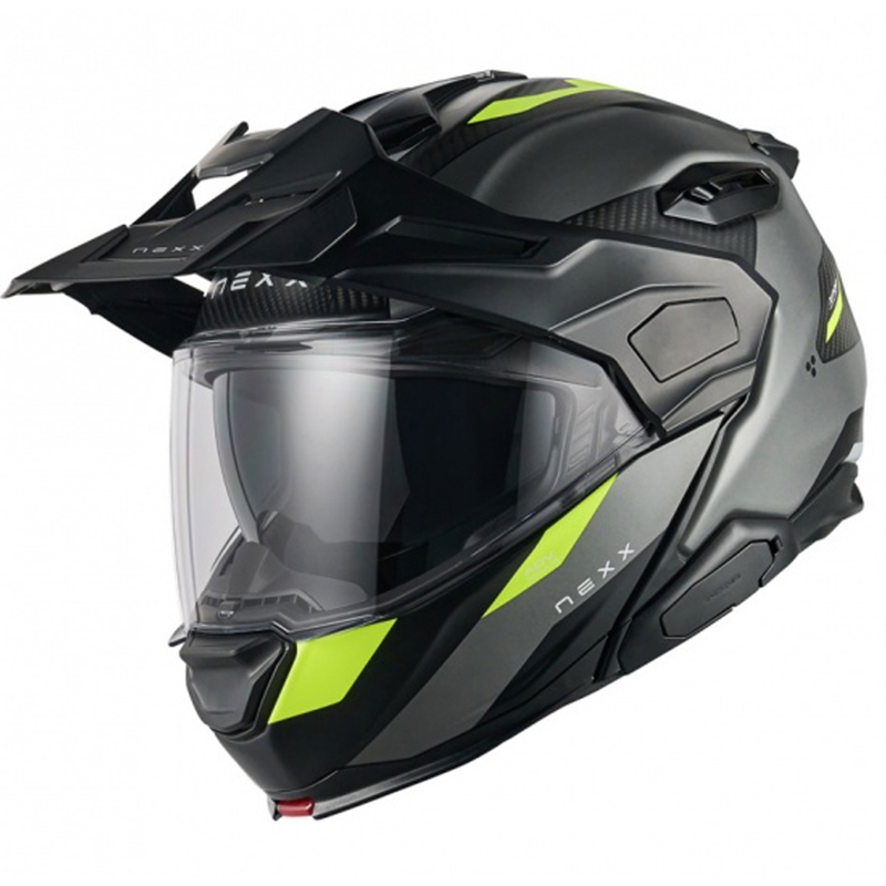 Casco de moto abatible Nexx X.Lifecountry Terra gris mate-amarillo fluo liquidación
