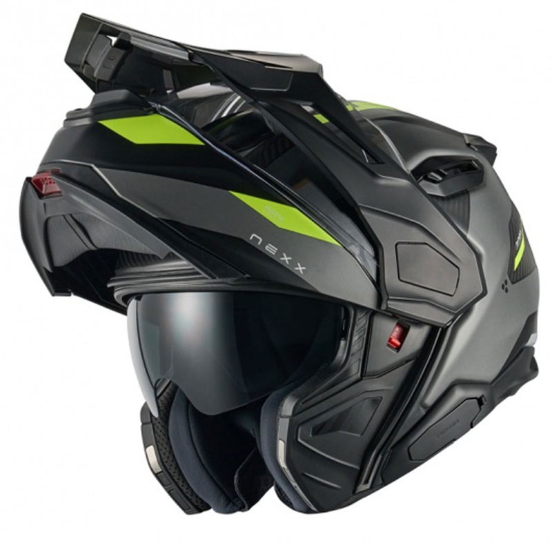 Casco de moto abatible Nexx X.Lifecountry Terra gris mate-amarillo fluo liquidación