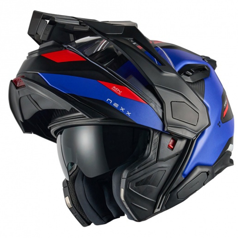 Casco de moto abatible Nexx X.Lifecountry Terra azul-rojo mate