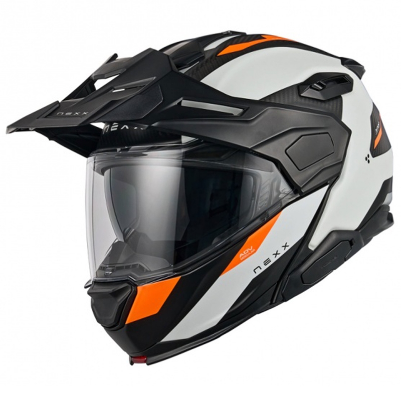 Casco de moto abatible Nexx X.Lifecountry Terra blanco mate-naranja liquidación