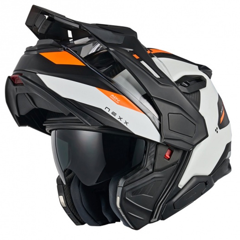 Casco de moto abatible Nexx X.Lifecountry Terra blanco mate-naranja liquidación