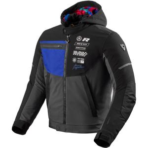 Chaqueta de moto Revit Haste H2O negra y azul
