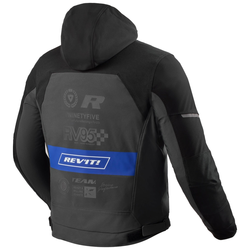 Chaqueta de moto Revit Haste H2O negra y azul
