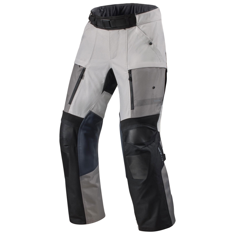 Pantalones de moto Revit Sand 5 H2O de acabado extendido, color plata y negro