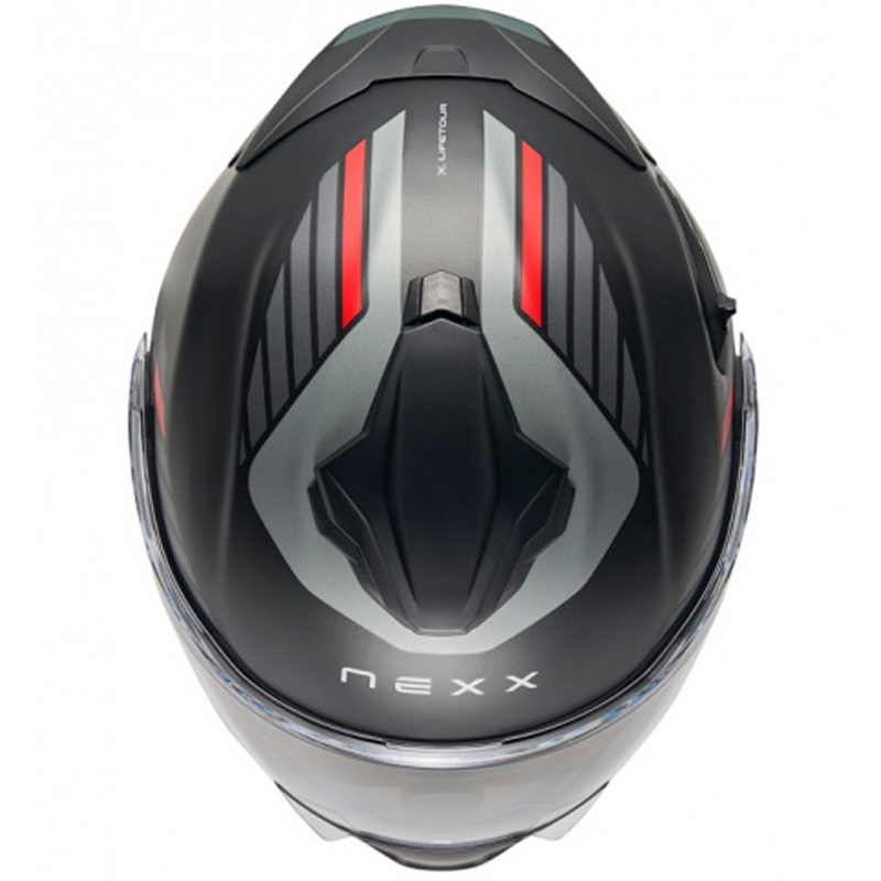 Casco de moto abatible Nexx X.Lifetour Globe negro mate-rojo liquidación