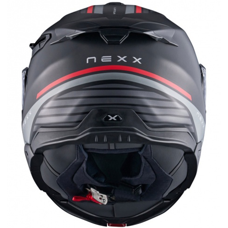 Casco de moto abatible Nexx X.Lifetour Globe negro mate-rojo liquidación