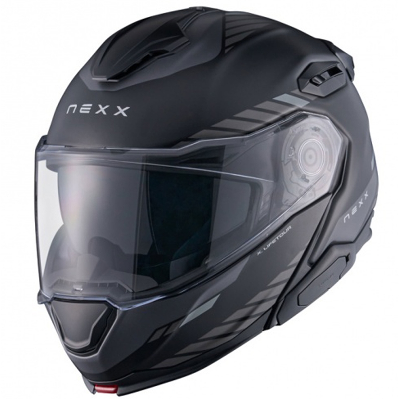 Casco de moto abatible Nexx X.Lifetour Globe negro mate-gris liquidación