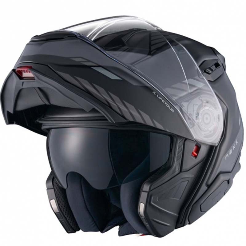 Casco de moto abatible Nexx X.Lifetour Globe negro mate-gris liquidación