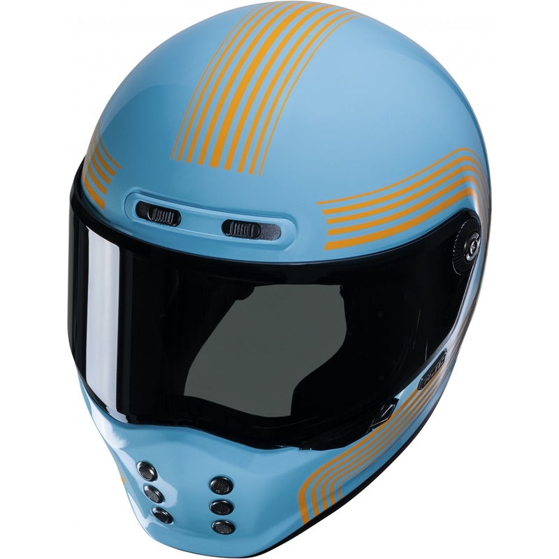 Casco integral de moto HJC V10 Foni MC27 turquesa-naranja