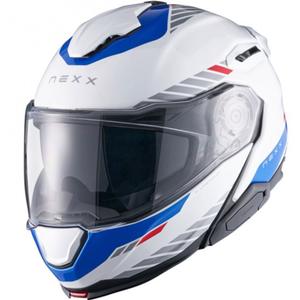 Casco de moto abatible Nexx X.Lifetour Globe blanco-azul