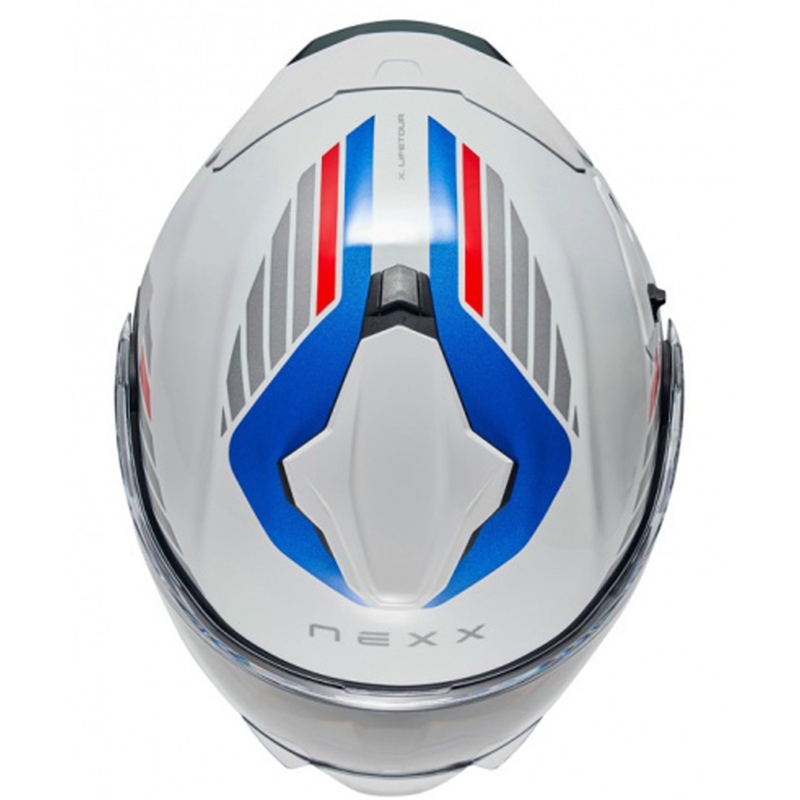 Casco de moto abatible Nexx X.Lifetour Globe blanco-azul