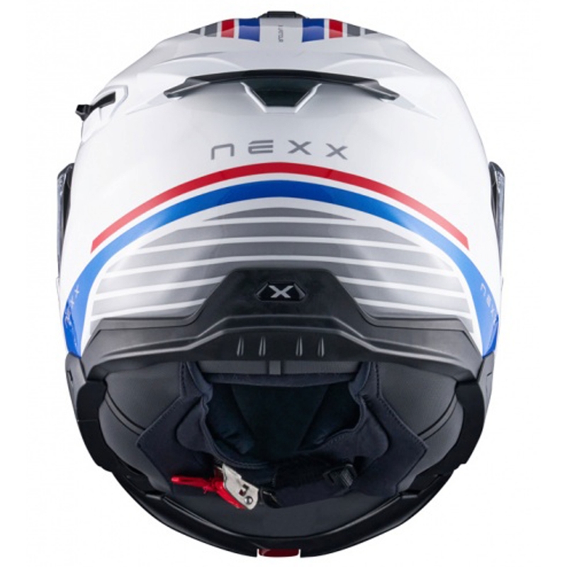 Casco de moto abatible Nexx X.Lifetour Globe blanco-azul