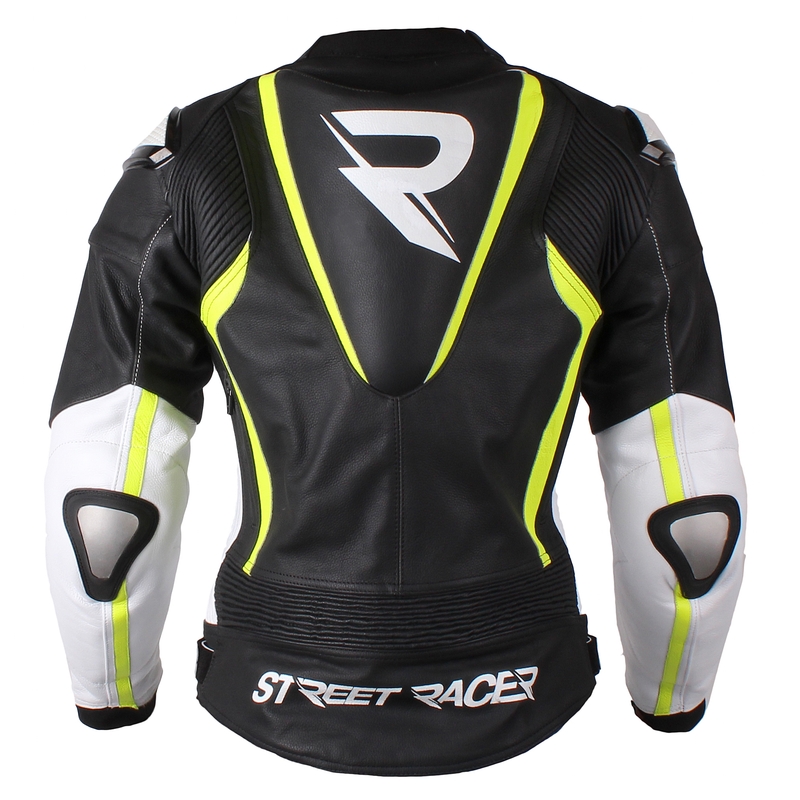 Dámská bunda na motorku Street Racer Adrianne černo-bílo-fluo žlutá výprodej
