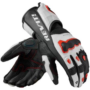 Guantes de moto Revit Quantum 3 blanco-rojo fluorescente