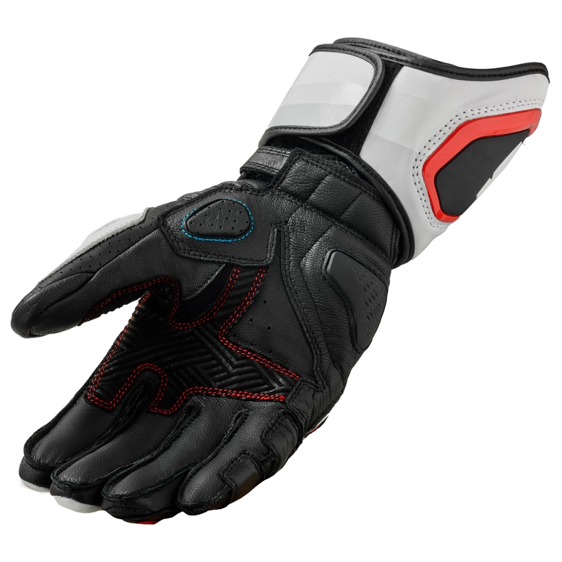 Guantes de moto Revit Quantum 3 blanco-rojo fluorescente