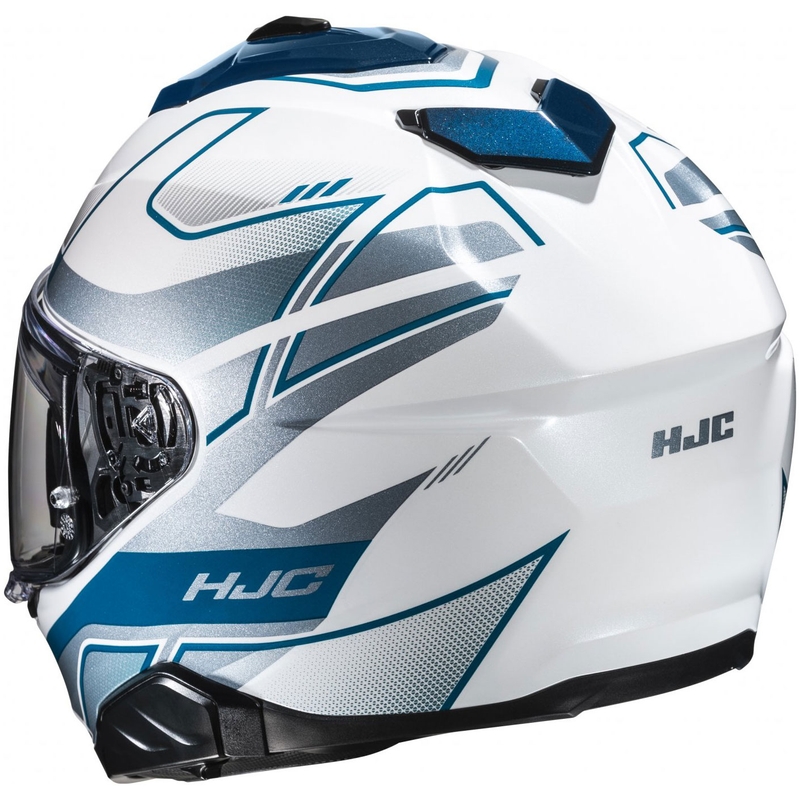 Casco integral de moto HJC i71 Iorix MC2 blanco-azul-plata