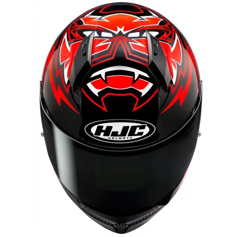 Casco integral de moto HJC C10 Diablo Mask MC1 negro-rojo-blanco