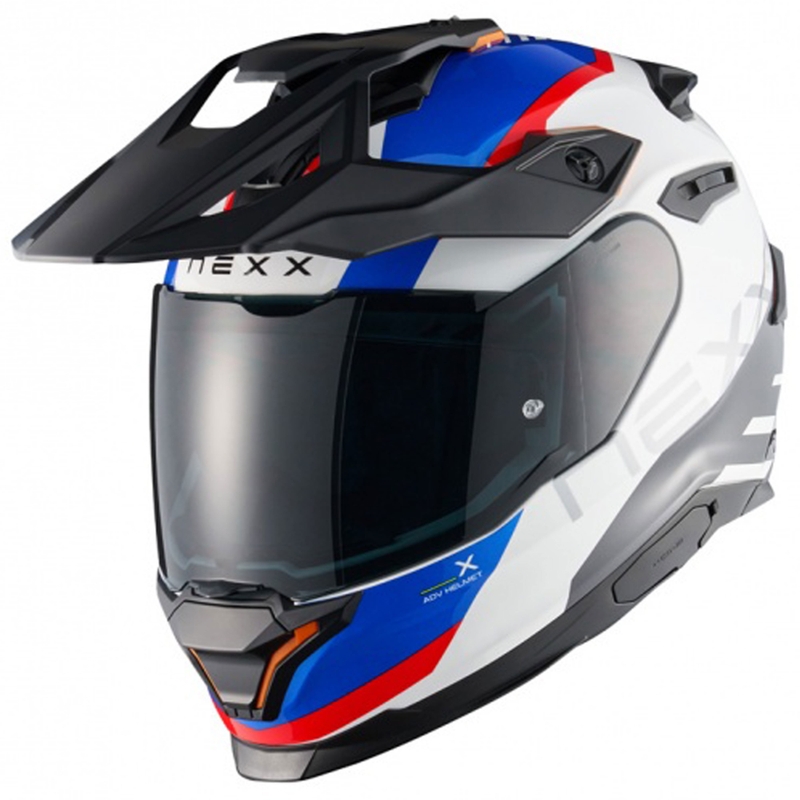 Casco de moto enduro NEXX Y.TRAVL Quest blanco-azul-rojo