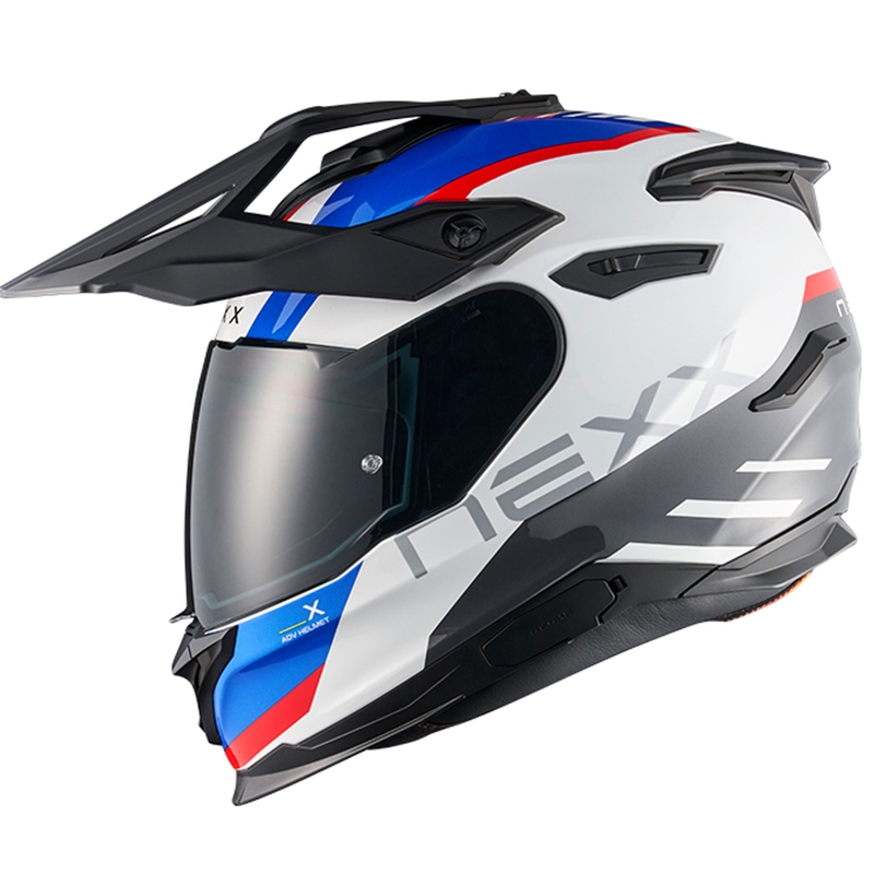 Casco de moto enduro NEXX Y.TRAVL Quest blanco-azul-rojo