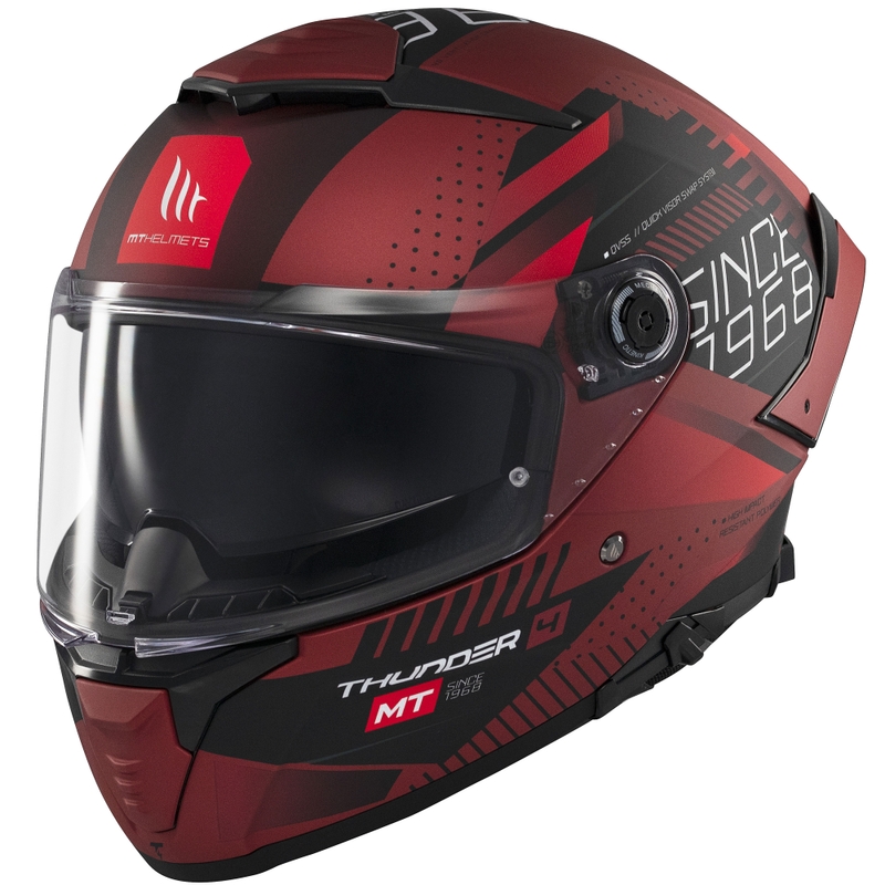 Casco integral de moto MT Thunder 4 SV Luminence rojo mate