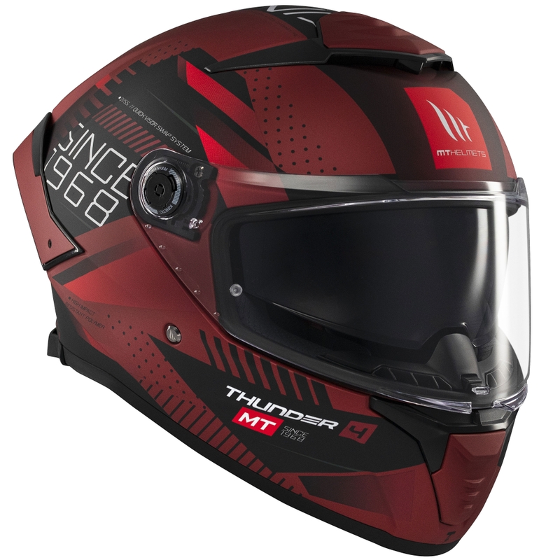 Casco integral de moto MT Thunder 4 SV Luminence rojo mate