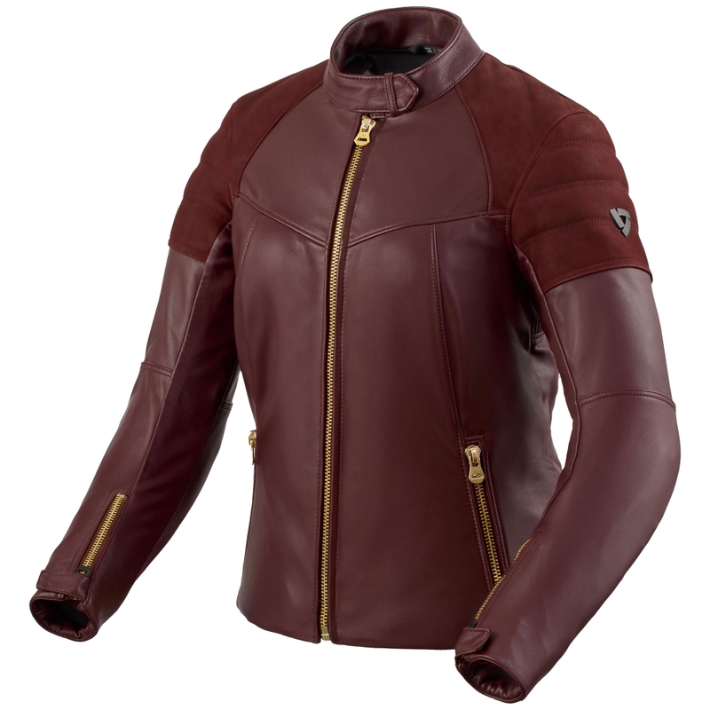 Chaqueta de moto de cuero berenjena para mujer de Revit London