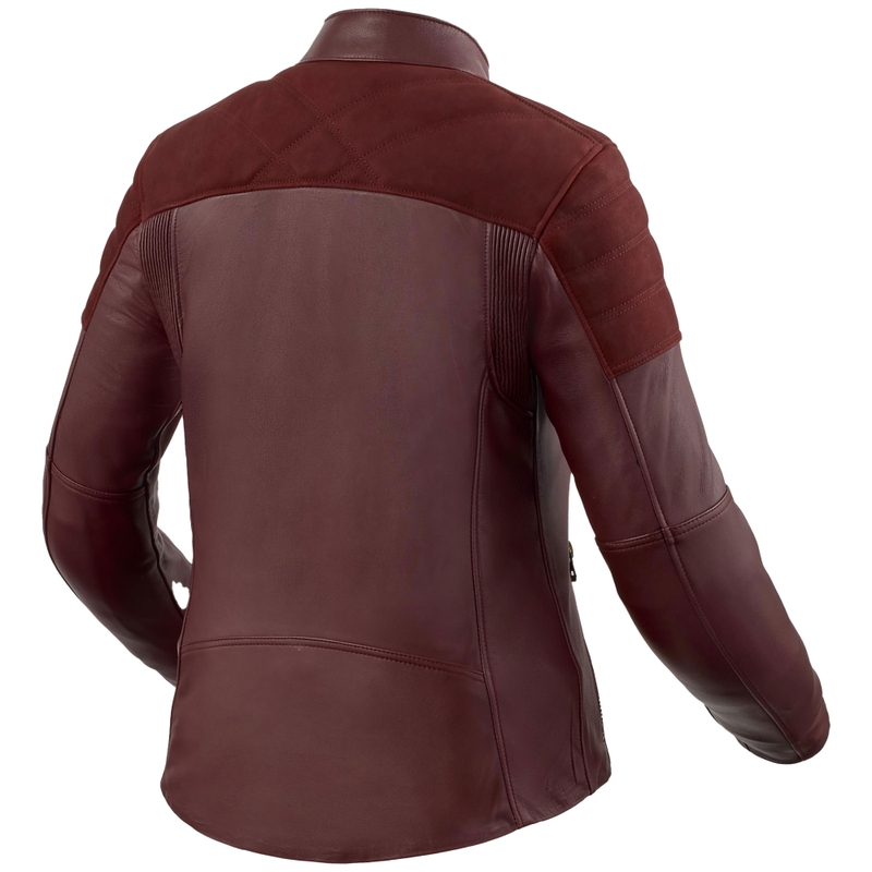 Chaqueta de moto de cuero berenjena para mujer de Revit London