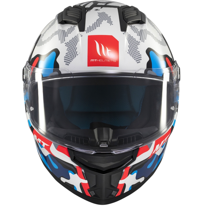 Casco de moto integral MT Stinger 2 Yozu blanco-azul