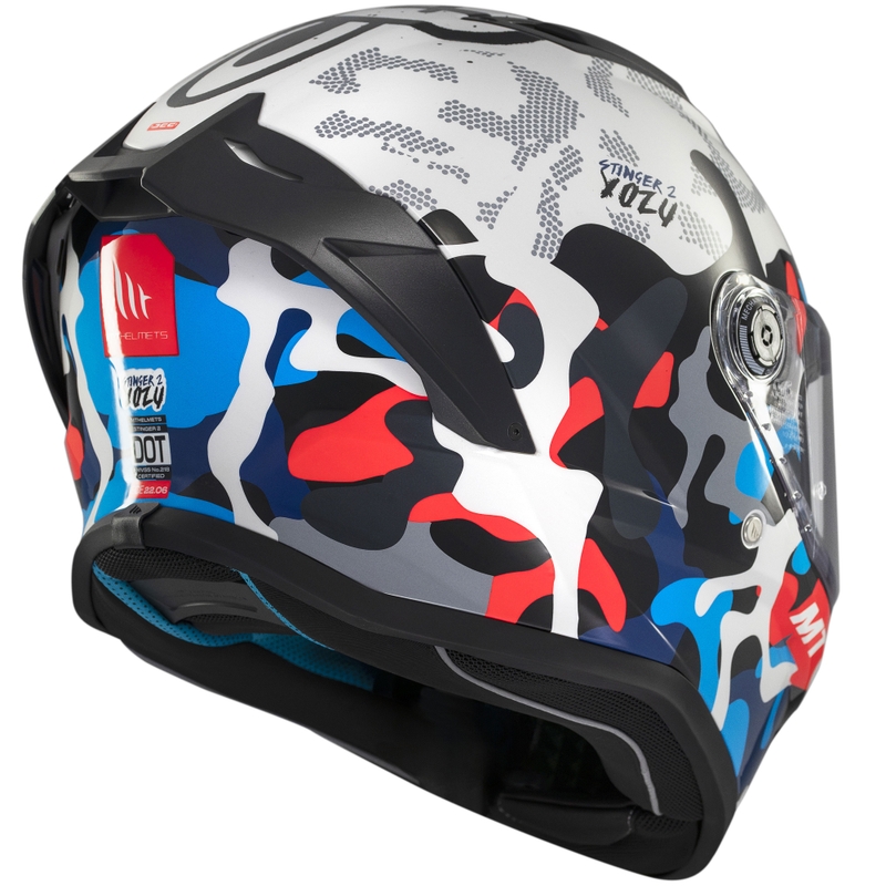 Casco de moto integral MT Stinger 2 Yozu blanco-azul