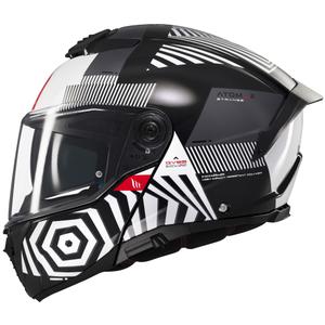 Casco de moto abatible MT Atom 2 SV Strange negro-blanco-gris
