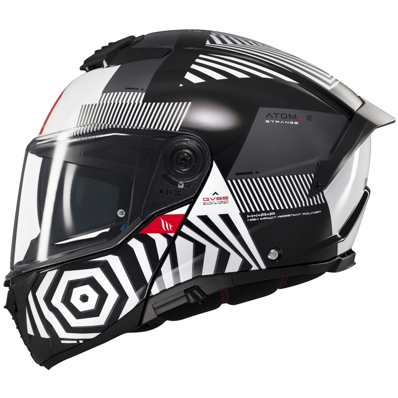 Casco de moto abatible MT Atom 2 SV Strange negro-blanco-gris