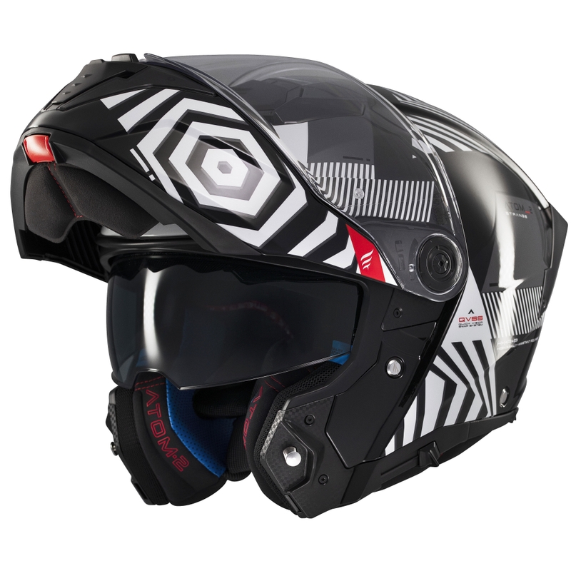 Casco de moto abatible MT Atom 2 SV Strange negro-blanco-gris