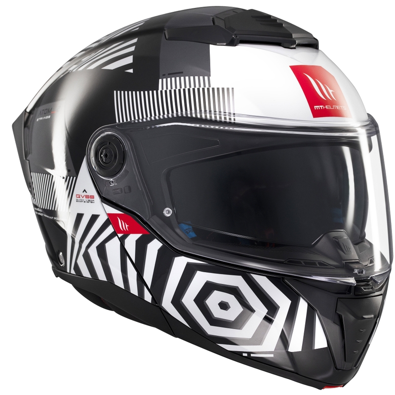 Casco de moto abatible MT Atom 2 SV Strange negro-blanco-gris