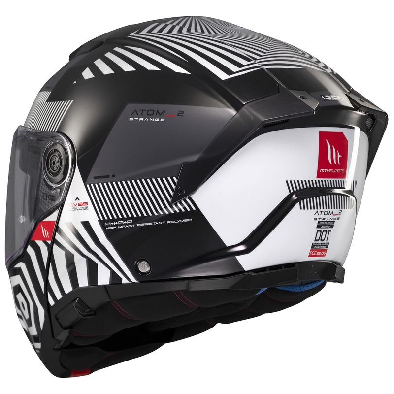 Casco de moto abatible MT Atom 2 SV Strange negro-blanco-gris