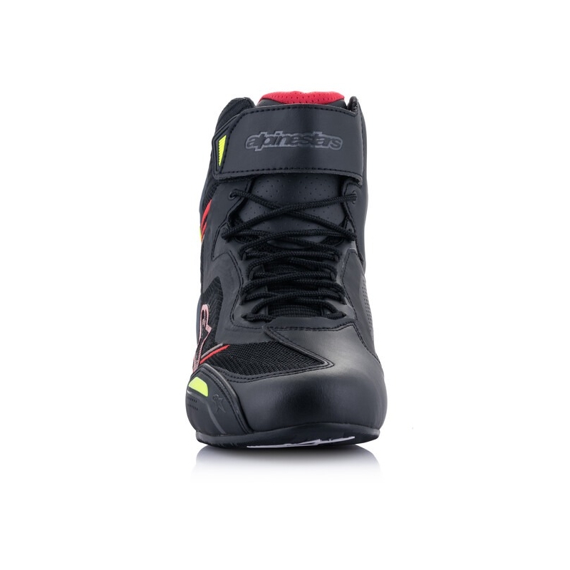 Botas de moto Alpinestars Faster-3 Rideknit en negro-rojo-amarillo fluorescente-gris
