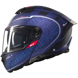 Casco de moto abatible MT Atom 2 SV Destiny azul mate-negro