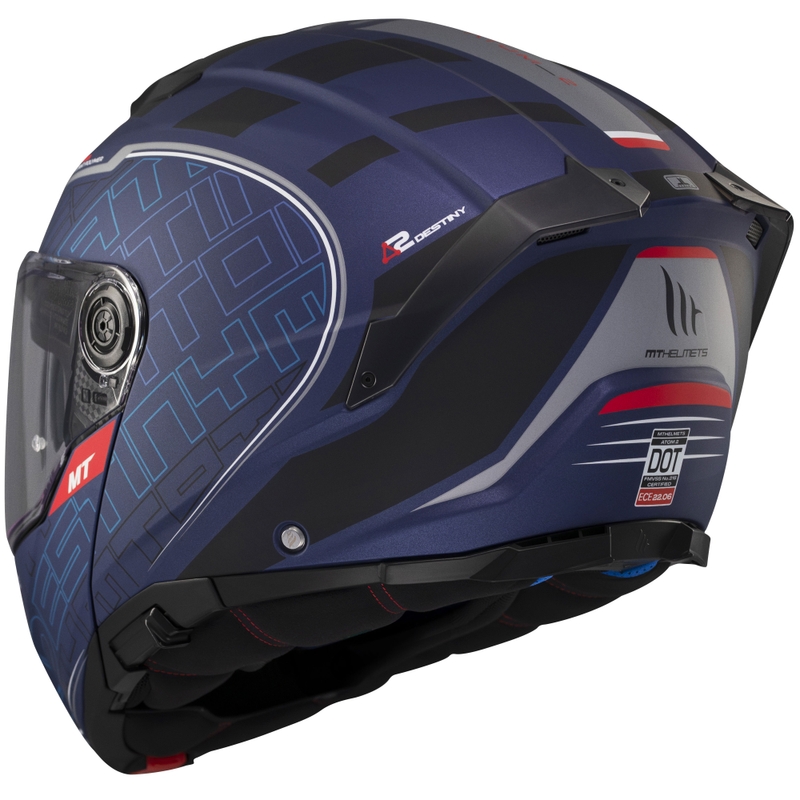 Casco de moto abatible MT Atom 2 SV Destiny azul mate-negro