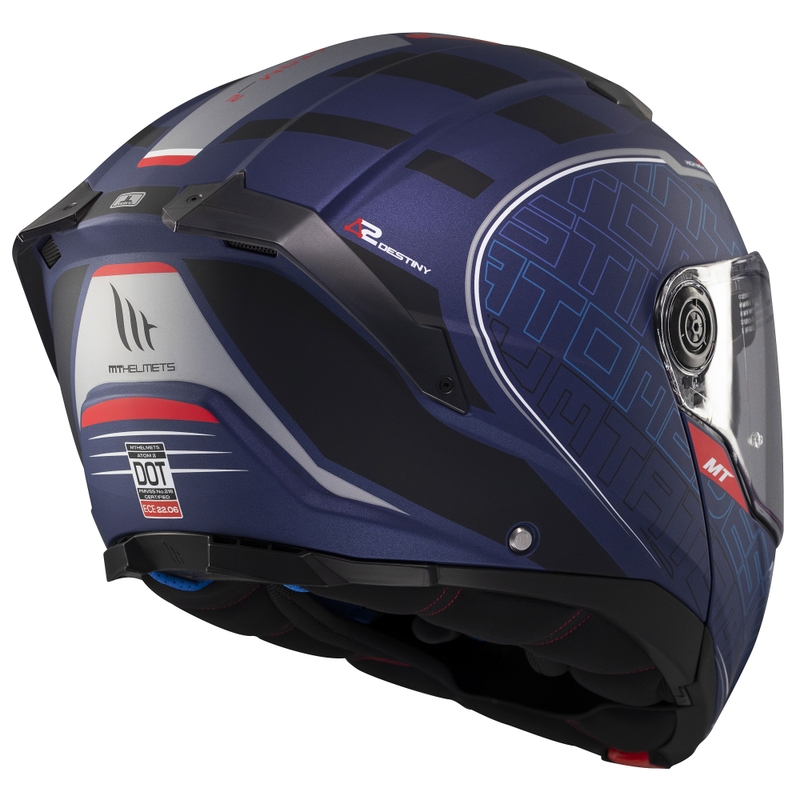 Casco de moto abatible MT Atom 2 SV Destiny azul mate-negro