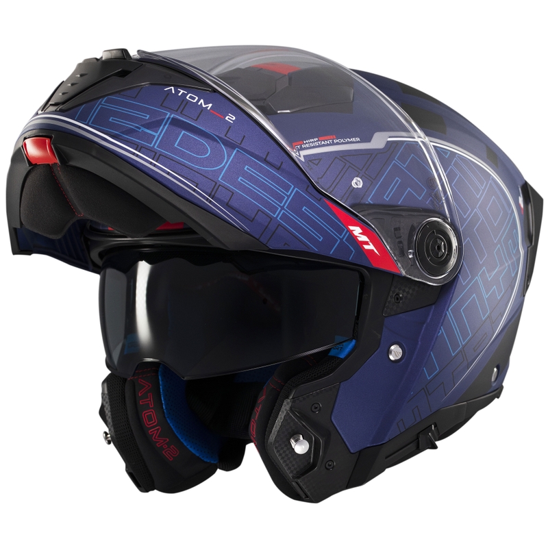 Casco de moto abatible MT Atom 2 SV Destiny azul mate-negro